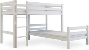 Bubema Loki Kinder Etagenbett / Hochbett, Buche massiv, Weiß lackiert