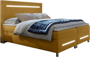 Boxspringbett Saziro LED, Gelb, 160 x 200 cm