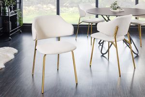 Weiß Bouclé Goldene Metallbeine