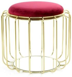 Beistelltisch / Pouf Comfortable 110 Rot / Gold