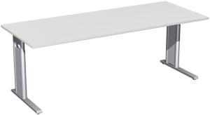 Schreibtisch 'C Fuß Pro' höhenverstellbar, 200x80 cm, Lichtgrau / Silber