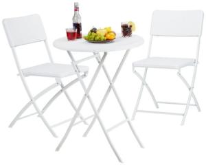 Relaxdays Gartenmöbel Set BASTIAN 3-teilig, Rattan Weiß