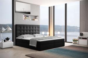 Boxspringbett Schlafzimmerbett TRIANA 200x200 cm in Kunstleder Schwarz