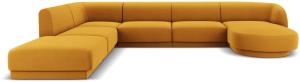 Micadoni 'Miley' 6-Sitzer-Sofa, Panorama-Ecke, links, Beinfarbe Black Plastic, Gelb, Samt