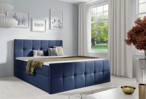 Boxspringbett Schlafzimmerbett CARMEN LUX 200x220 cm Stoff Fancy Blau