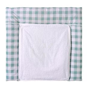 Schardt Wickelauflage Vichy mint, mit abnehmbarem Frottebezug, 80x75 cm - mit Applikation