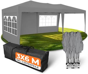 3x6m Grau inkl. 3 Seitenteile