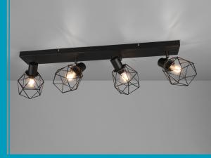 meineWunschleuchte Deckenspots, ohne Leuchtmittel, Decken-lampe Industrie-Design mit 4x Draht Lampen-schirm, Breite 70cm