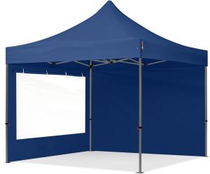 3x3 m Faltpavillon, PREMIUMStahl 40mm, Seitenteile mit Panoramafenstern, blau