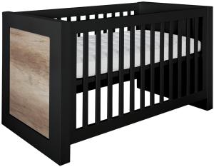 Kidsmill Long Island Babybett Schwarz / Oldwood 70 x 140 cm