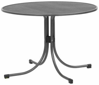 Universal Boulevardtisch Ø 90x74 cm Gestell Stahl eisengrau, Tischplatte Streckmetall eisengrau Elotherm beschichtet