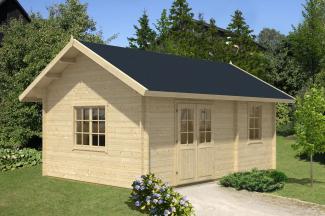 Alpholz Garten-und Freizeithaus Arizona ISO Blockhaus aus Holz Holzhaus mit 44 mm Wandstärke inklusive Schlafboden Blockbohlenhaus mit Montagematerial