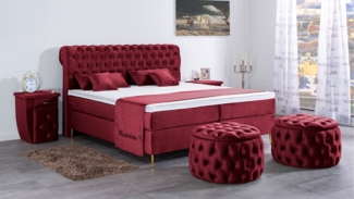 Meisterbetten Boxspringbett Lisa 180x200 in VS-Weinrot, Matratzenbezug Nano, Ergoflex-Topper