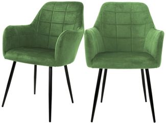 ML-DESIGN Stuhl Esszimmerstuhl ergonomisch & gepolstert Esstischstuhl mit Rückenlehne (2 St), Wohnzimmerstuhl Grün Samtbezug Metallbeine Küchenstuhl Polsterstuhl