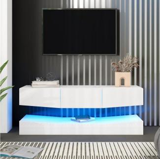 REDOM TV-Schrank LED TV Lowboard,Wandmontierter,TV-Ständer (mit LED-Beleuchtung TV Schrank Hängend, Wand befestigter schwimmender TV-Ständer Unterhaltungs) Medienkonsolen-Center für Wohnzimmer Home