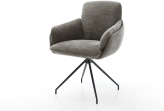 Esszimmerstuhl Luan-Flex mit Armlehnen Bouclé Soft Schlamm Kreuzgestell konisch Schwarz