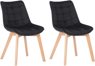CLP 2er Esszimmerstühle Passaic Samt gesteppt,schwarz