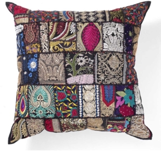 Indisches Patchwork Kissen Mar Schwarz