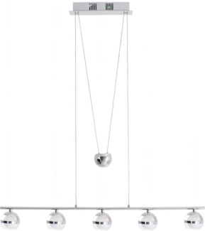 LED Hängeleuchte chrom, klar Näve Sphere 90cm 5 flg. 1350lm