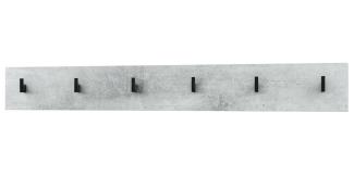 Vladon Garderobenpaneel Linea V1 (Wandgarderobe, mit 6 Kleiderhaken), Beton Oxid Optik (110,5 x 14,5 x 3,5 cm)