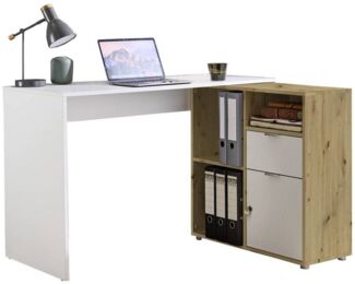 BMG Möbel Eckschreibtisch LENI (Schreibtischplatte mit Regal), Breite 110 cm, spiegelverkehrt montierbar, abschließbare Tür