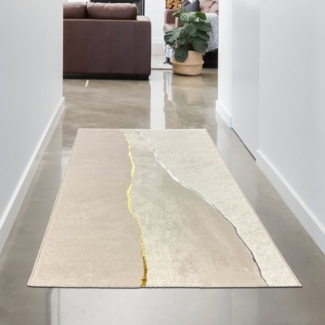 Carpetia Teppich Glamouröser Wohlfühlteppich mit glänzenden Elementen in Silber Gold, rechteckig, Höhe: 8 mm, Geeignet für Fußbodenheizung