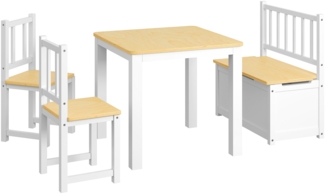 Bellabino 'Sora' Kindersitzgruppe, weiß/natur, 1xTisch, 2x Stuhl, 1x Sitzbank