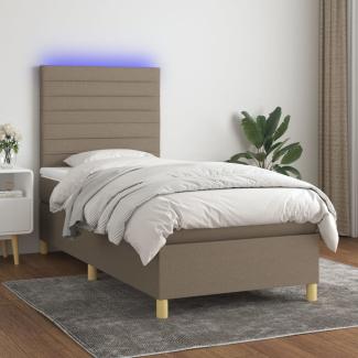 vidaXL Boxspringbett mit Matratze & LED Taupe 100x200 cm Stoff 3135497