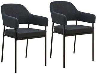 SVITA Esszimmerstuhl SCARLETT (2er Set), Armlehnstuhl, Polsterstuhl, Metallbeine, Stoff, Schwarz