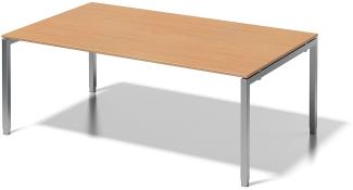 Cito Chefarbeitsplatz/Konferenztisch, 650-850 mm höheneinstellbares U-Gestell, H 19 x B 2000 x T 1200 mm, Dekor buche, Gestell silber