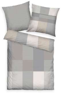 TOM TAILOR Bettwäsche Satin-Wende-Bettwäsche KARO, Grau, 135x200 cm, Baumwolle, 2 teilig, mit Reißverschluss