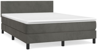 vidaXL Boxspringbett mit Matratze Dunkelgrau 140x190 cm Samt 3141180