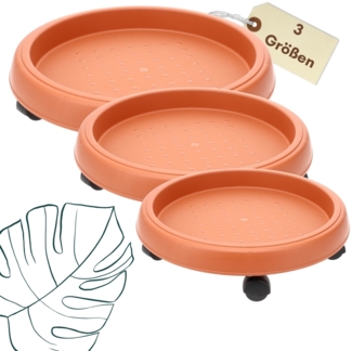 Pflanzenroller rund Rollbrett Pflanzen Blumentopf Untersetzer mit Rollen Blumenroller Pflanzenrolle Rolluntersetzer Wetterfest 25 cm