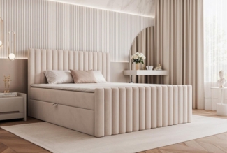 Compleo Boxspringbett elegant und modern MIAMI II, Bonell-Matratze und Topperr, mit zwei Bettkästen