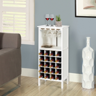 Weinregal aus Holz für 20 Flaschen mit Glasaufhänger 42 x 24,5 x 96 cm Weiß