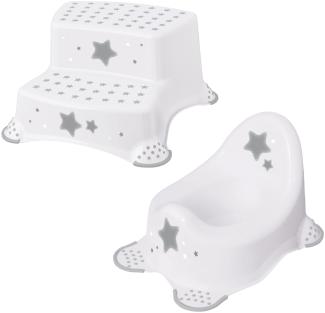 Keeeper 2-teiliges Set Schemel zweistufig + Baby Töpfchen Stars Cosmic White