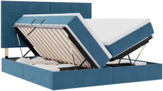 vidaXL Aufbewahrungsbett mit Matratze Dunkelblau 180 x 200 cm Samt 3372249