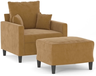 vidaXL Sessel mit Hocker Braun 60 cm Samt 3201104