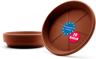 BigDean 20 Stück Blumentopf Untersetzer Ø 19,5 cm in Terracotta – Topfuntersetzer aus robustem Kunststoff & Made in Europe