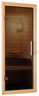 Karibu Sauna Mia + 9kW Saunaofen mit integrierter Steuerung Graphit-Ganzglastür