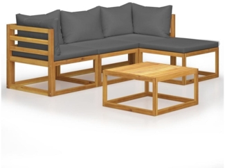 DOTMALL Gartenlounge-Set Eck-Sitz-Set mit Auflagen, Massivholz Akazie, (5-tlg)