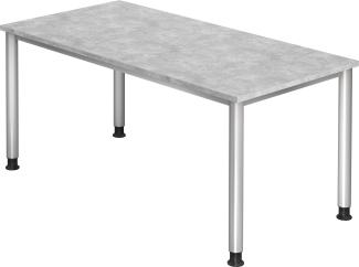 bümö® Schreibtisch H-Serie höhenverstellbar, Tischplatte 160 x 80 cm in Beton, Gestell in silber