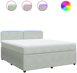 vidaXL Boxspringbett mit Matratze Hellgrau 180x200 cm Samt 3290100