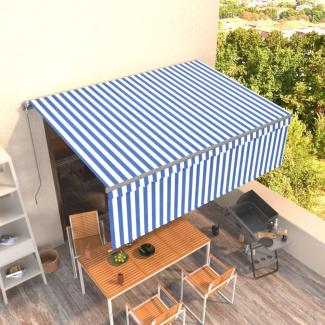 vidaXL Markise Manuell Einziehbar mit Rollo 4x3 m Blau & Weiß 3069416