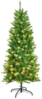 KOMFOTTEU Künstlicher Weihnachtsbaum mit warmweißen LED-Leuchten, 150cm