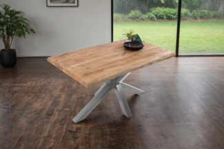 Esstisch Baumkante massiv Mango 140 x 80 Spider-Gestell silber CALI 140108958