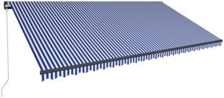 vidaXL Markise Manuell Einziehbar mit LED 600x300 cm Blau & Weiß 3051272