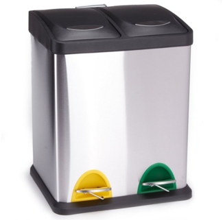MSV Mülleimer Mülltrennsystem 16 L (2x8 Liter) mit Inneneimer große Abfallbehälter Abfalleimer Treteimer Edelstahl
