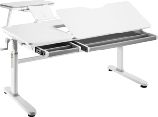 HOKO Kinderschreibtisch mit Schreibtischaufsatz mit Buchstütze (Manuell höhenverstellbar mit Verstellbarer Tischplatte und Butler mit Buch-Halterung, 1-St)