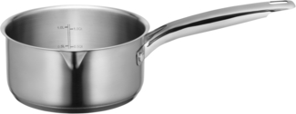 MSER Sanvito, Stielkasserolle 16 cm mit praktischem Ausgieer, kleiner Edelstahl Topf mit Stiel und Literskala, geeignet fr Induktion, Edelstahl 18/10